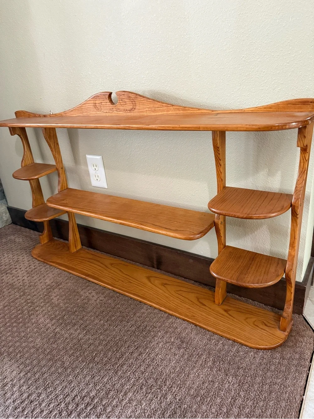 Wood Wall Shelf Unit in Natural Oak Finish